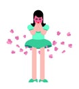 Girl butterfly. Woman farting. Vector illustration