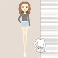 Girl in fashionable clothes, pants, jumper, tank top, outerwear, women`s clothing, casual outfit