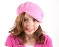 Girl in fashionable pink hat