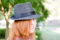 Girl with fedora hat Royalty Free Stock Photo