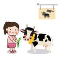 Girl feeding a cow and saving cattle lives from the Slaughterhouse