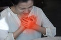 The girl feels severe chest pain Royalty Free Stock Photo
