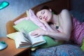The girl fell asleep with a book Royalty Free Stock Photo