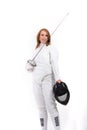 Girl in fencing suit
