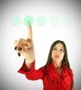 Girl with few green button Royalty Free Stock Photo