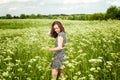 Girl in the field Royalty Free Stock Photo