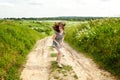 Girl in the field Royalty Free Stock Photo