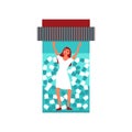 Girl fighting trapped inside a pill bottle vector concept Royalty Free Stock Photo