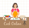 Girl filming cooking video for culinary blog