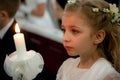 Girl at first holy communion Royalty Free Stock Photo
