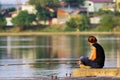 Girl fishing Royalty Free Stock Photo