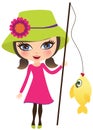 Girl fishing Royalty Free Stock Photo