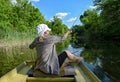 The girl fishing in the lake Royalty Free Stock Photo