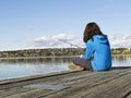 Girl fishing off Dock Royalty Free Stock Photo