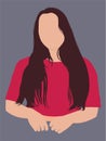 Girl flat icon with long hairs isolated on background.