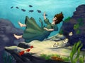 Girl floating underwater Royalty Free Stock Photo