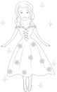 Girl in a floral dress coloring page