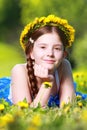 Girl with flower crown Royalty Free Stock Photo