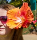 The girl with a flower in hair