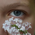 Girl with flowers eye