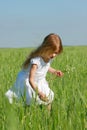 Girl with flowers outdoors