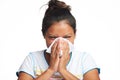 Girl with flu symptom