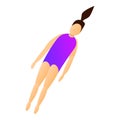 Girl fly in pool icon, cartoon style Royalty Free Stock Photo