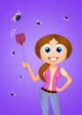 Girl with the fly swatter Royalty Free Stock Photo