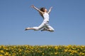 Girl flying in a jump Royalty Free Stock Photo