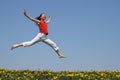 Girl flying in a jump Royalty Free Stock Photo