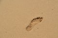 Girl footprint in sand on the beach detail photo