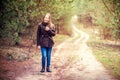 Girl in forest Royalty Free Stock Photo