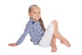 Girl in the form of a sailor boy Royalty Free Stock Photo