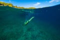 Girl freediving in the Adriatic Sea on Hvar island