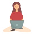 Girl freelance icon cartoon vector. Online work