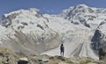 Girl in front of Gorner Glacier from Gornergrat, Zermatt