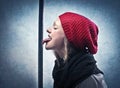 Girl Frozen Tongue Royalty Free Stock Photo