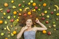 Girl with fruit Royalty Free Stock Photo