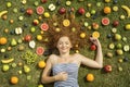 Girl with fruit Royalty Free Stock Photo