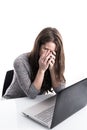 Girl frustrated with computer Royalty Free Stock Photo