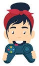 Girl with gamepad, illustration, vector