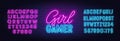 Girl Gamer neon sign on brick wall background