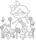 Girl in the garden coloring page