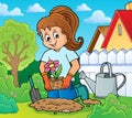 Girl gardener theme image 1 Royalty Free Stock Photo