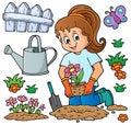 Girl gardener theme set 1 Royalty Free Stock Photo