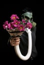 Girl with gas mask and flowers