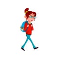 girl geek go school first lesson cartoon vector