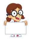 Girl Geek Holding a Sign Royalty Free Stock Photo