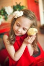 Girl gently hugs a chicken. Closeup portrait of a girl. Easter is approaching Chick and the girl Royalty Free Stock Photo