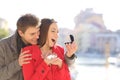 Girl gets engagement ring on marriage proposal Royalty Free Stock Photo